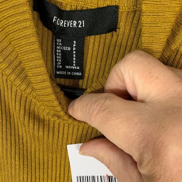 5 for $20 📢NWT Forever 21 Sleeveless Knit Bodycon Dress Size Small Mustard - Picture 3 of 5